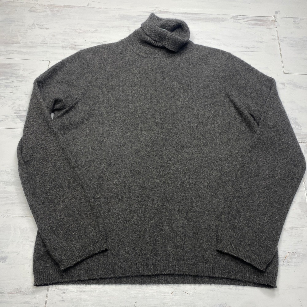 Lauren Ralph Lauren Cashmere Turtleneck Sweater Womens L Grey Knit Pullover
